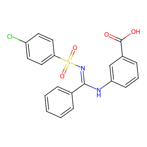 3-[[(E)-N-(4-chlorophenyl)sulfonyl-C-phenylcarbonimidoyl]amino]benzoic acid structure