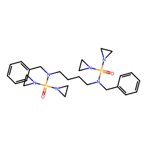 N,N'-dibenzyl-N,N'-bis[bis(aziridin-1-yl)phosphoryl]butane-1,4-diamine structure