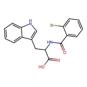 (2S)-2-[(2-bromobenzoyl)amino]-3-(1H-indol-3-yl)propanoic acid structure