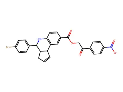 2-{4-nitrophenyl}-2-oxoethyl 4-(4-bromophenyl)-3a,4,5,9b-tetrahydro-3H-cyclopenta[c]quinoline-8-carboxylate structure