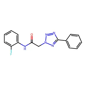 N-(2-fluorophenyl)-2-(5-phenyltetrazol-2-yl)acetamide structure