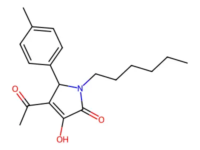3-acetyl-1-hexyl-4-hydroxy-2-(4-methylphenyl)-2H-pyrrol-5-one structure