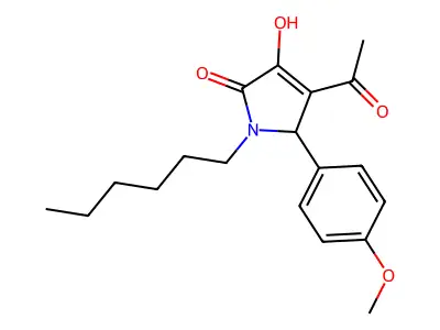 3-acetyl-1-hexyl-4-hydroxy-2-(4-methoxyphenyl)-2H-pyrrol-5-one structure