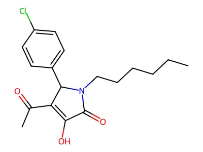 3-acetyl-2-(4-chlorophenyl)-1-hexyl-4-hydroxy-2H-pyrrol-5-one structure