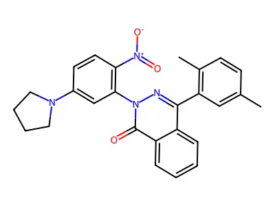 4-(2,5-Dimethylphenyl)-2-(2-nitro-5-pyrrolidin-1-ylphenyl)phthalazin-1-one structure