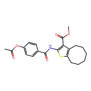 methyl 2-[(4-acetyloxybenzoyl)amino]-4,5,6,7,8,9-hexahydrocycloocta[b]thiophene-3-carboxylate structure