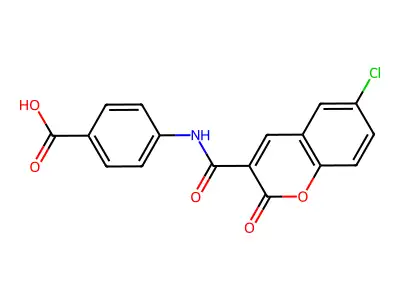 4-[(6-Chloro-2-oxochromene-3-carbonyl)amino]benzoic acid structure