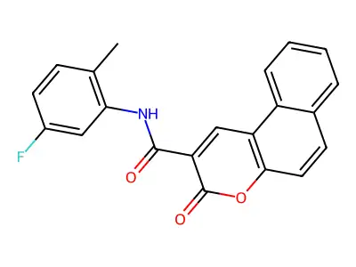 N-(5-fluoro-2-methylphenyl)-3-oxobenzo[f]chromene-2-carboxamide structure