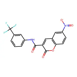 6-nitro-2-oxo-N-[3-(trifluoromethyl)phenyl]-2H-chromene-3-carboxamide structure