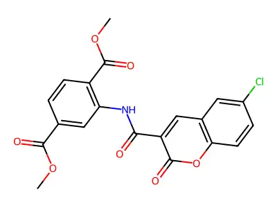 Dimethyl 2-[(6-chloro-2-oxochromene-3-carbonyl)amino]benzene-1,4-dicarboxylate structure