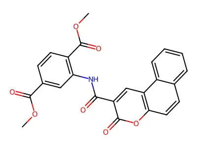 Dimethyl 2-[(3-oxobenzo[f]chromene-2-carbonyl)amino]benzene-1,4-dicarboxylate structure