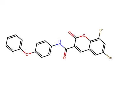 6,8-dibromo-2-oxo-N-(4-phenoxyphenyl)-2H-chromene-3-carboxamide structure