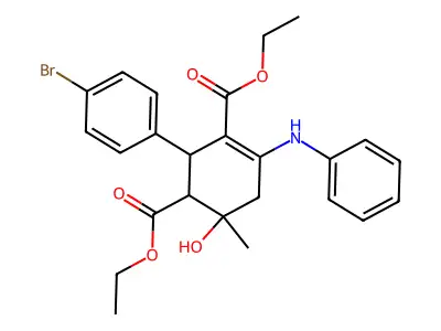 diethyl 4-anilino-2-(4-bromophenyl)-6-hydroxy-6-methyl-3-cyclohexene-1,3-dicarboxylate structure