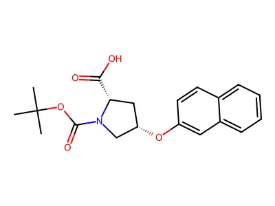 (2S,4S)-1-(Tert-butoxycarbonyl)-4-(2-naphthyloxy)-2-pyrrolidinecarboxylic acid structure