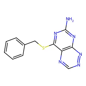 5-Benzylsulfanylpyrimido[5,4-e][1,2,4]triazin-7-amine structure