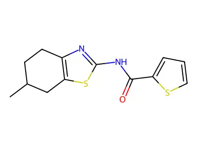 N-(6-methyl-4,5,6,7-tetrahydro-1,3-benzothiazol-2-yl)thiophene-2-carboxamide structure