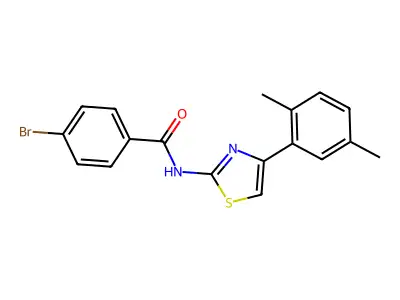 4-bromo-N-[4-(2,5-dimethylphenyl)-1,3-thiazol-2-yl]benzamide structure