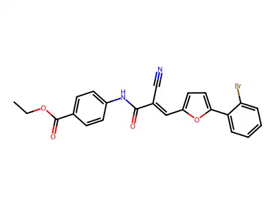 (E)-ethyl 4-(3-(5-(2-bromophenyl)furan-2-yl)-2-cyanoacrylamido)benzoate structure