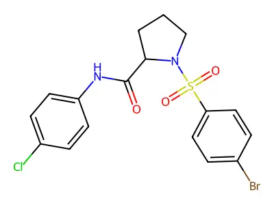 1-[(4-bromophenyl)sulfonyl]-N-(4-chlorophenyl)-2-pyrrolidinecarboxamide structure