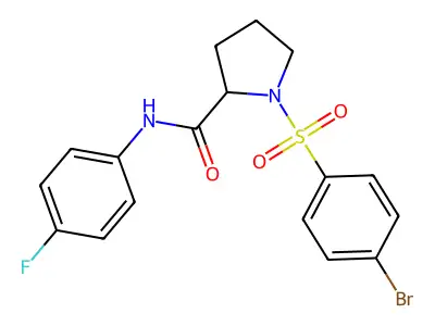 1-[(4-bromophenyl)sulfonyl]-N-(4-fluorophenyl)-2-pyrrolidinecarboxamide structure