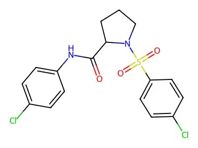 N-(4-chlorophenyl)-1-(4-chlorophenyl)sulfonylpyrrolidine-2-carboxamide structure