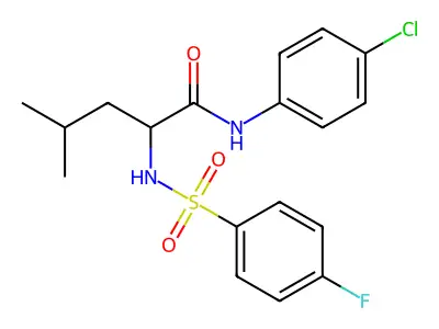 N-(4-chlorophenyl)-2-{[(4-fluorophenyl)sulfonyl]amino}-4-methylpentanamide structure