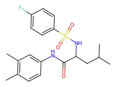 N-(3,4-dimethylphenyl)-2-{[(4-fluorophenyl)sulfonyl]amino}-4-methylpentanamide structure
