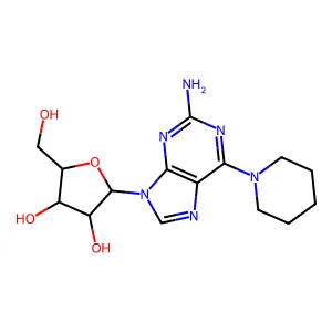 2-(2-Amino-6-piperidin-1-ylpurin-9-yl)-5-(hydroxymethyl)oxolane-3,4-diol structure
