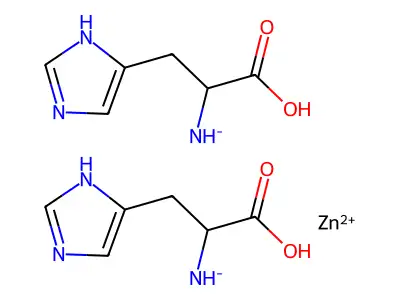 zinc bis([1-carboxy-2-(1H-imidazol-5-yl)ethyl]azanide) structure