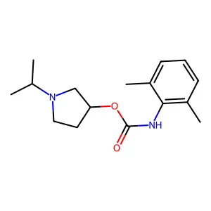 Carbanilic acid, 2,6-dimethyl-, N-isopropyl-3-pyrrolidinyl ester structure