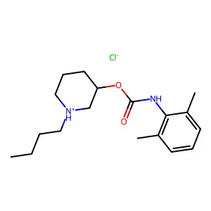 Carbanilic acid, 2,6-dimethyl-, N-butyl-3-piperidinyl ester, hydrochloride structure