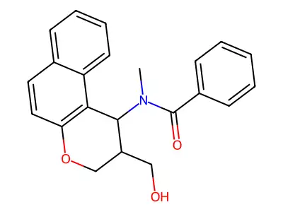 N-[2-(hydroxymethyl)-2,3-dihydro-1H-benzo[f]chromen-1-yl]-N-methylbenzenecarboxamide structure