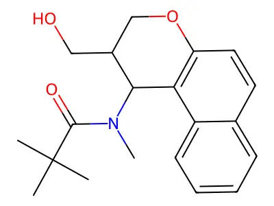 N-[2-(hydroxymethyl)-2,3-dihydro-1H-benzo[f]chromen-1-yl]-N,2,2-trimethylpropanamide structure