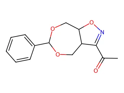 1-(6-Phenyl-3a,4,8,8a-tetrahydro[1,3]dioxepino[5,6-d]isoxazol-3-yl)-1-ethanone structure
