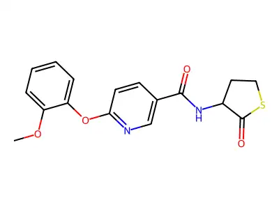 6-(2-methoxyphenoxy)-N-(2-oxotetrahydro-3-thiophenyl)nicotinamide structure