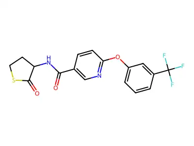N-(2-oxothiolan-3-yl)-6-[3-(trifluoromethyl)phenoxy]pyridine-3-carboxamide structure