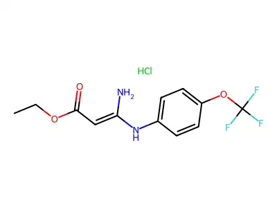[3-Ethoxy-3-oxo-1-[4-(trifluoromethoxy)anilino]prop-1-enyl]azanium chloride structure