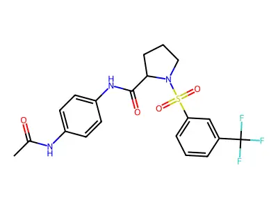 N-[4-(acetylamino)phenyl]-1-{[3-(trifluoromethyl)phenyl]sulfonyl}-2-pyrrolidinecarboxamide structure