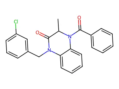 4-benzoyl-1-(3-chlorobenzyl)-3-methyl-3,4-dihydro-2(1H)-quinoxalinone structure