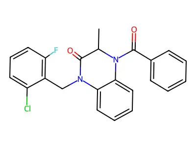 4-benzoyl-1-(2-chloro-6-fluorobenzyl)-3-methyl-3,4-dihydro-2(1H)-quinoxalinone structure