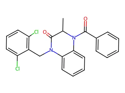 4-benzoyl-1-[(2,6-dichlorophenyl)methyl]-3-methyl-3H-quinoxalin-2-one structure