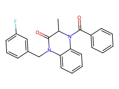 4-benzoyl-1-(3-fluorobenzyl)-3-methyl-3,4-dihydro-2(1H)-quinoxalinone structure