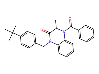 4-benzoyl-1-[4-(tert-butyl)benzyl]-3-methyl-3,4-dihydro-2(1H)-quinoxalinone structure
