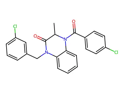 4-(4-chlorobenzoyl)-1-[(3-chlorophenyl)methyl]-3-methyl-3H-quinoxalin-2-one structure