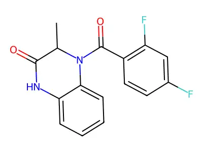 4-(2,4-difluorobenzoyl)-3-methyl-3,4-dihydro-2(1H)-quinoxalinone structure