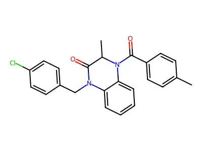 1-(4-chlorobenzyl)-3-methyl-4-(4-methylbenzoyl)-3,4-dihydro-2(1H)-quinoxalinone structure