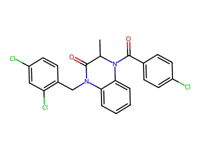 4-(4-chlorobenzoyl)-1-[(2,4-dichlorophenyl)methyl]-3-methyl-3H-quinoxalin-2-one structure