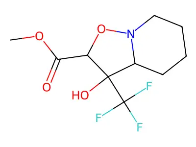 methyl 3-hydroxy-3-(trifluoromethyl)-hexahydro-2H-[1,2]oxazolo[2,3-a]pyridine-2-carboxylate structure