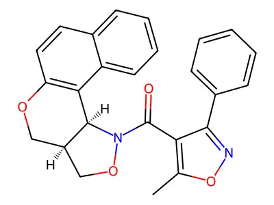 3a,11c-dihydro-3H-benzo[5,6]chromeno[4,3-c]isoxazol-1(4H)-yl(5-methyl-3-phenyl-4-isoxazolyl)methanone structure