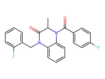 4-(4-fluorobenzoyl)-1-(2-fluorobenzyl)-3-methyl-3,4-dihydro-2(1H)-quinoxalinone structure